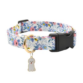 Flower Patterns Dog Collar with Accessories, Soft Cotton Dog Collars for Small Medium Large Female and Male Dogs
