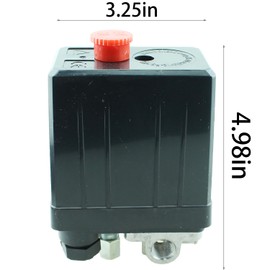 TAODAN 82x52x127mm Black Central Pneumatic Air Compressor Pressure Switch 90-120 PSI 240V Air Compressor Pump Accessory Vertical 4 Way Pressure Switch