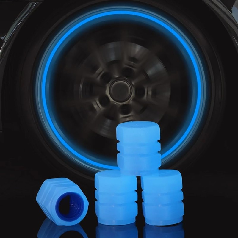 4X Blue Luminous Auto Car Wheel Tire Tyre Air Valve