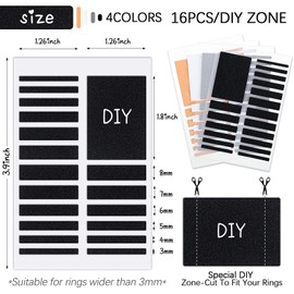 Zonon 16 Sheets Invisible Ring Size Adjuster with 2 Pieces Plastic Ring Guard Size Adjuster for Loose Jewelry Guard Tightener, Spacer, Fixing Wide, 4 Colors, 2 Kinds of Thickness