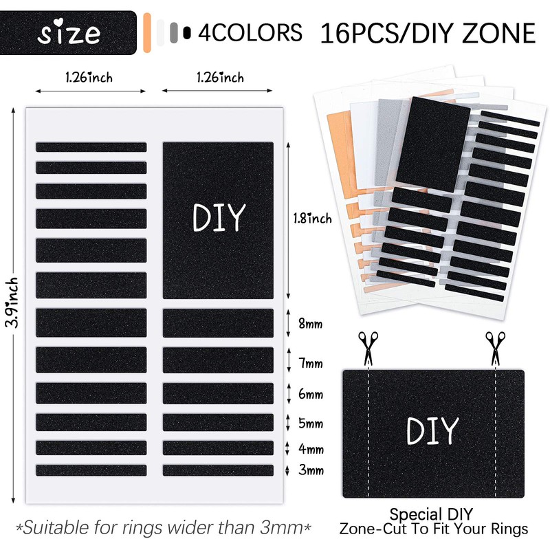 Zonon 16 Sheets Invisible Ring Size Adjuster with 2 Pieces