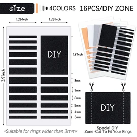Zonon 16 Sheets Invisible Ring Size Adjuster with 2 Pieces Plastic Ring Guard Size Adjuster for Loose Jewelry Guard Tightener, Spacer, Fixing Wide, 4 Colors, 2 Kinds of Thickness