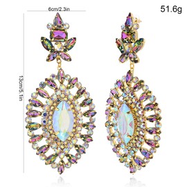 XSBODY Rhinestone Dangle Earrings For Women Crystal Iridescent Statement Earrings For Women Prom Jewelry Accessories, Brass, No Gemstone