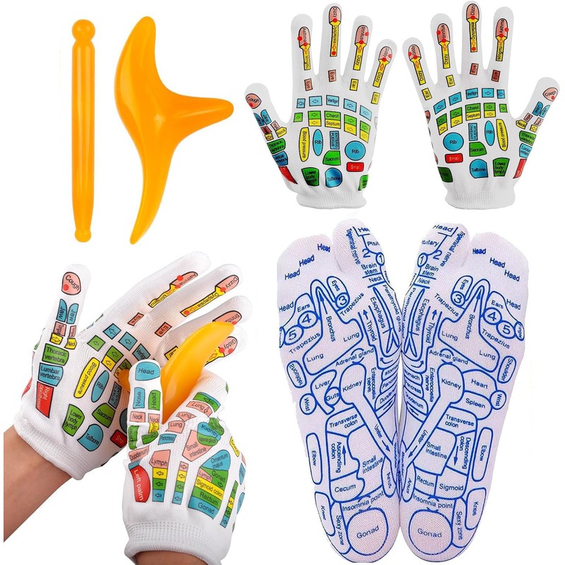 SOFTNLUX Foot Reflexology Sock Set with Massage Tool, Acupressure Reflexology