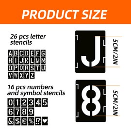 BHSTTNIXP 42 PCS 2 inch Number and Letter Stencils,Reusable Letter Stencil Kit for Painting on Wood,Rock,Sign,DIY Art,Wall,Fabric