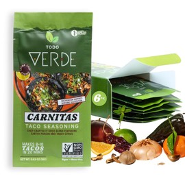 Carnitas Healthy Taco Seasoning Packets - Todo Verde Mexican Seasoning Mix | Chef Curated Taco Blends with Porcini Mushroom & Black Garlic | Vegan, Gluten Free, Preservative Free (6 Pack)