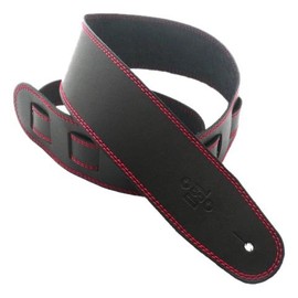 DSL Black Leather Strap 2.5 inch with Red Stitching