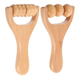 Healvian Pack of 2 Wooden Massage Roller Anti Cellulite Massager Massage Roller with Handle Fascia Roller Wooden Face Roller Body Massage Made of Wood for Back, Legs, Neck, Shoulders
