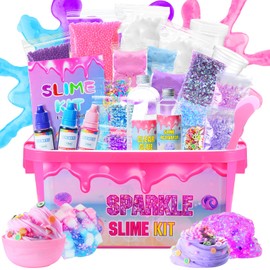 inksbui Slime Kit - Confetti, Glimmer Crunchy, Foam, Jelly Cubes - Stress Relief Toys, Party Favors for Kids, Boys and Girls Ages 6-12