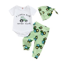 Kayotuas Newborn Baby Boy Cowboy Outfit Country Western Romper Shirt and Cowboy Boot Pants with Hat 3 Pcs Coming Home Outfit (Light Green, newborn)