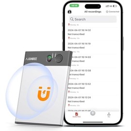 AI Voice Recorder, Ajunbee Voice Recorder App Control,Transcribe Summarize & Instant Translation Empowered by ChatGPT, Support 117 Languages, 64GB Memory Audio Recorder for Lectures Work Meetings Call