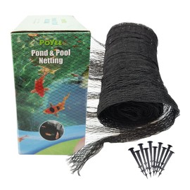 POYEE Pond Netting for Leaves - 10x10 Ft, Pool Leaf Cover Net with Small Fine Mesh - Protecting Koi Fish from Birds, Cats - Stakes Included.