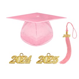 Herrenbek Shiny Adult Graduation Cap with 2023&2024 Tassel Unisex Adjustable Graduation Cap Pink