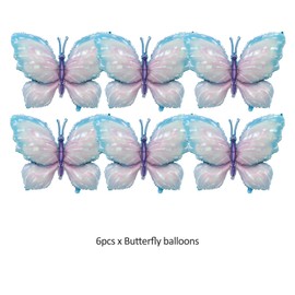 Finypa Blue Butterfly Balloons 6 Pieces 40inch Blue Purple Butterfly Foil Mylar Balloons for Butterfly Baby Shower Decoration for Butterfly Themed Party Wedding Birthday Party Decorations Supplies…