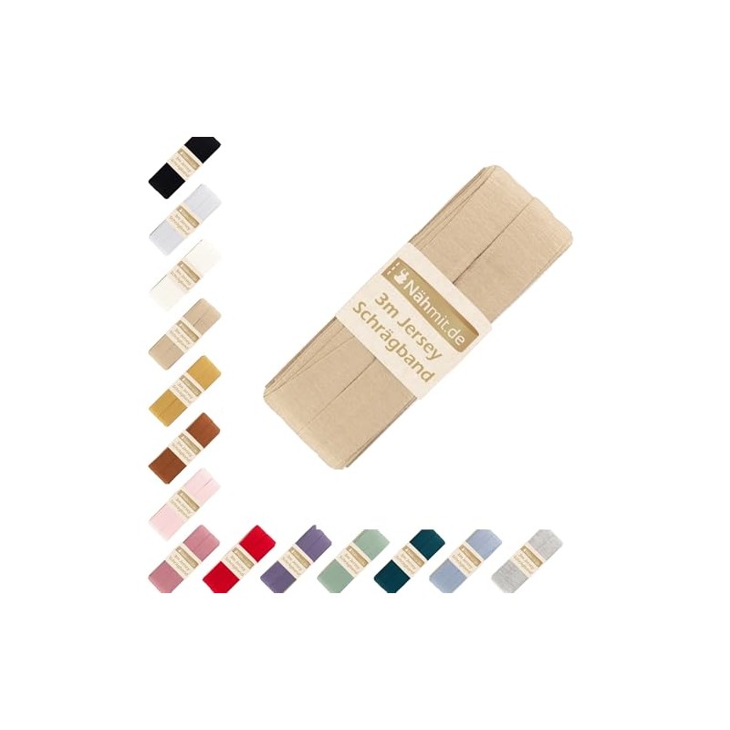 Nähmit - Jersey Bias Binding - Elastic Pre-folded Edging Tape