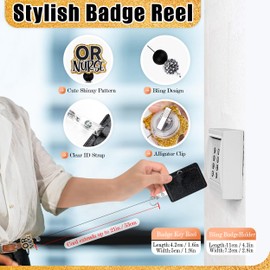 Retractable ID Badge Holder Reel: Cute Bling Nurse Badge Reel with Alligator Clip Badge Clip Horizontal & Vertical Bling ID Badge Holder for Nurses Doctors Students