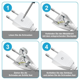 HITRENDS Eurostecker Flach, Euro Flachstecker, Stromstecker Flach (220V, 2.5A), Wei? - 6 Stcke