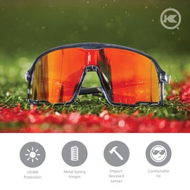 Knockaround Campeones Wraparound Sunglasses for Men and Women - Performance Lenses with Full UV400 Protection, Magma