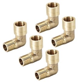 sourcing map Brass Pipe Fitting 90 Degree Elbow 1/8 PT Male X 1/8 PT Female 5pcs