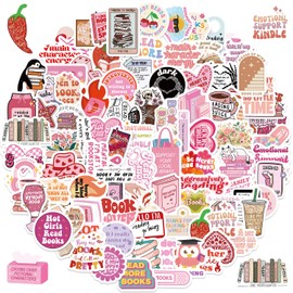 Pink Bookish Stickers, 100Pcs Book Stickers for Kindle, Bookish Stickers Aesthetic Reading Stickers for Kindle Stickers Booktok Scrapbook Laptop Skateboard