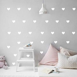 White Heart 2inchx120 Pieces Wall Decal Vinyl Sticker for Baby Kids Children Boy Girl Bedroom Decor Removable Nursery Decoration (White)