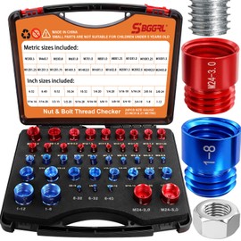 SBGGRL 44 Pcs Thread Gauge SAE and Metric, Nut and Bolt Thread Screw Checker Tool Set, Universal Standard Inch & Metric Hole Sizing Measuring for Quickly Identify and Verify with Storage Case