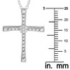 Sterling Silver Diamond Accent Cluster On Middle Cross Pendant Necklace