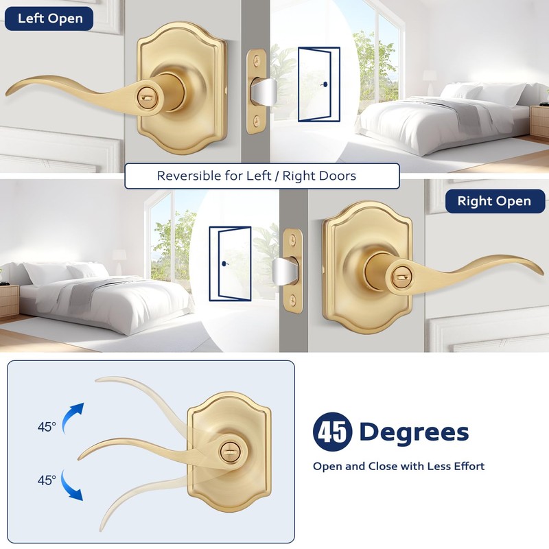 Bonpoly 4 Pack Brass Door Knobs, Interior Privacy Door Knob