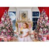 LTLYH 7x5ft Pink Christmas Photography Backdrop White Christmas Fireplace Photo