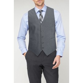 HISDERN Men's Formal Waistcoats Wedding Party Cotton Grey Waistcoat Classic Business Suit Vest with Pockets Grey XXL