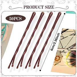 Haarnadeln 6cm, 50 Count Braun Haarnadeln für Frauen Dame Mädchen Kinder HaarnadelUnsichtbarer Wellen-Haargriff Haarspange Haarklammer Bulk-Haarschmuck