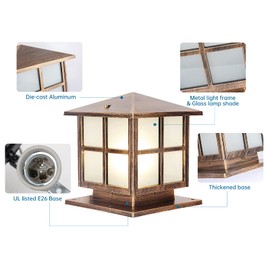 SLAWA Outdoor Post Lights Fixture, Modern Yard Entry Outdoor Column Lights with Aluminum Housing, Patio Pillar Lights Outdoor with Tempered Glass, IP65 Waterproof