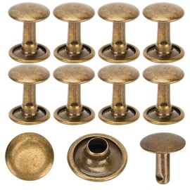 200 Sets Double Cap Rivet Leather Rivets Tube Metal Rivets for Leather Craft Repairs Bags Belt Shoes Shoes Sewing Decoration 10 x 10 mm (Bronze)