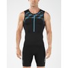 2XU Men's Active Triathlon Singlet, Black/Retro Dresden Blue, Small