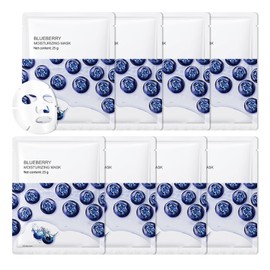 8PCS Face Masks Variety Set,Lightweight Long Lasting Hydrating Sheet Mask,Moisturizing Face Masks Set,Facial Mask Gift Set Suitable for All Skin Types（Blueberry）