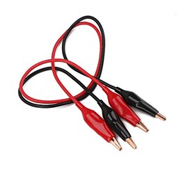 Aoowei Double-ended Alligator Clip Cable Insulated Wire Multimeter Test Leads Set Alligator Clip Clamps (Black & Red) 2Pcs