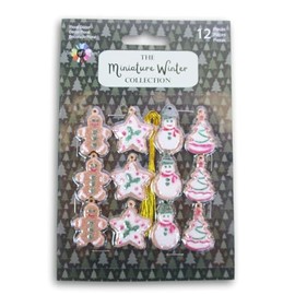 Gingerbread Cookies Mini Ornaments - for Tiny Christmas Tree - 12 Count