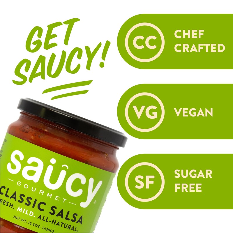 Saucy Gourmet Classic Salsa - Chef-Crafted Mexican Restaurant-Style Dip with