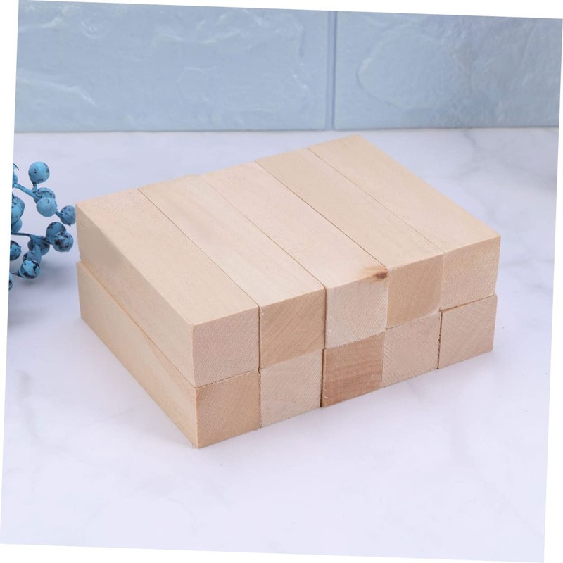 jojofuny 10pcs Natural Basswood Craft Blocks for DIY Projects Smooth