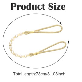 2 PCS Pearl Gold Curtain Tie Backs Acrylic Beads Curtain Holdbacks Rope Elegant Curtain Rope Tiebacks for Home Hotel Office Window Curtain Decoration Accessories