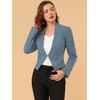 Allegra K Women's Collarless Work Office Business Casual Cropped Blazer