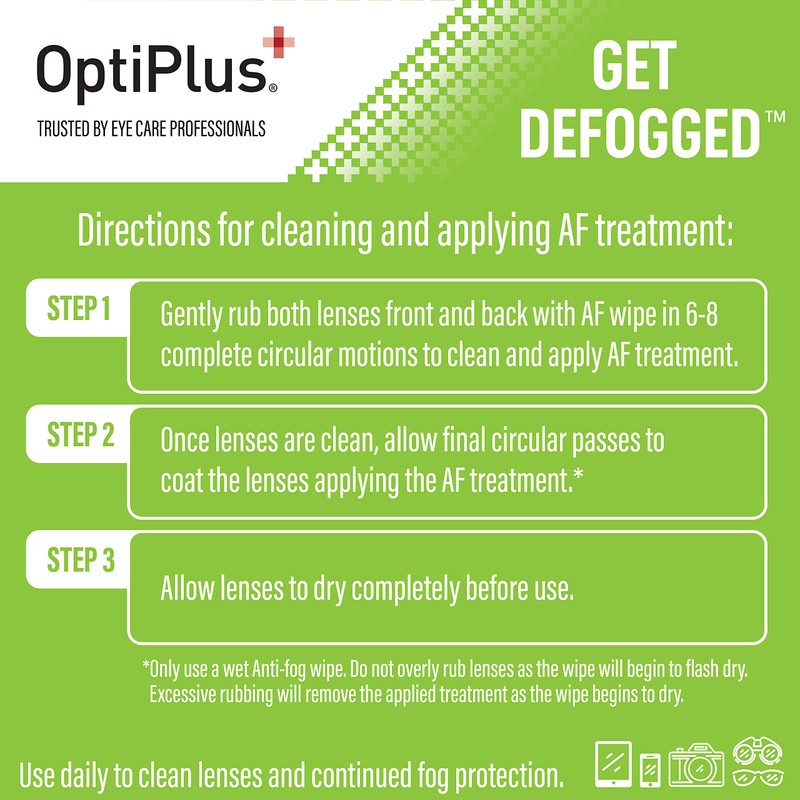 OptiPlus Anti Fog Lens Wipes l Pre-Moistened l Cleaning Wipes