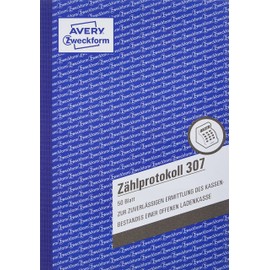 Avery Zweckform 307 Counting Protocol for Open Till Money (A5, 50 Sheets) White
