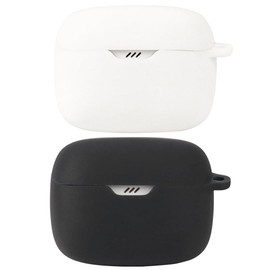 Accdeny Compatible for JBL Tune Buds Headphone Case, [Supports Wireless Charging] [Shockproof Protective Case] Silicone Headphone Case (Black-White)