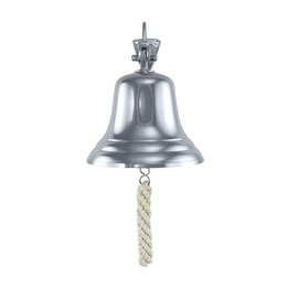 NKlaus 11845 Ship Bell Brass Silver with Wall Bracket and Ribbon 10 cm Lightweight Design