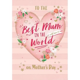 Piccadilly Greetings Mother's Day Card, To The Best Mum in The World - 9 x 6 inches