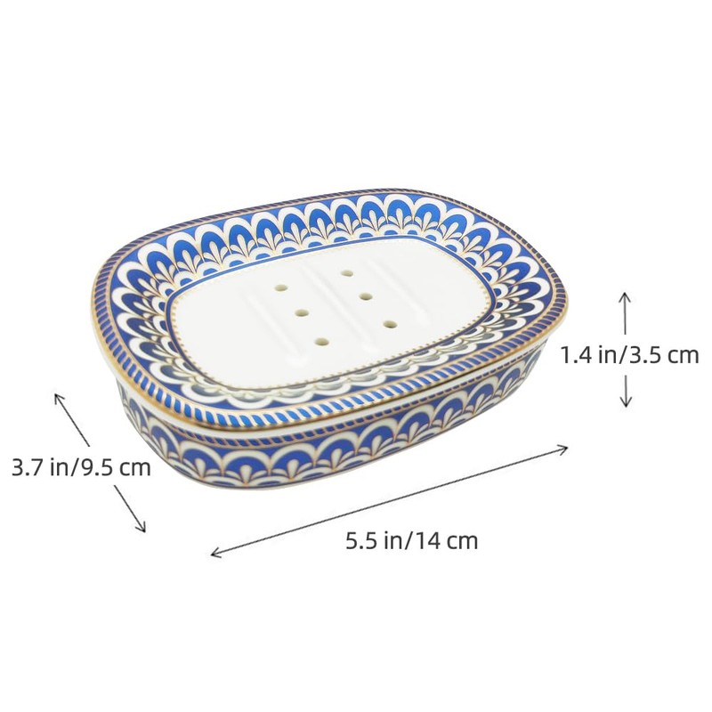 Self Draining Soap Dish, Double-Layer Bar Soap Tray, White Ceramic