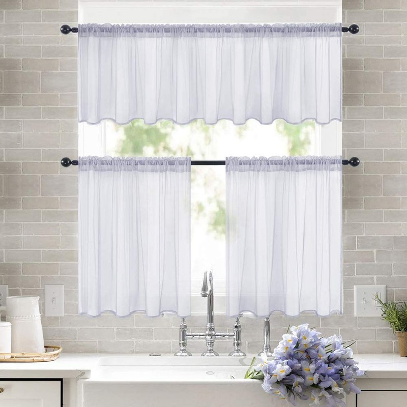 MIULEE Window Valance Half Window Sheer Curtains Rod Pocket Semitranslucent