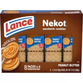 Lance Nekot Peanut Butter Sandwich Cookies 8 Packs Portable Snack Treats