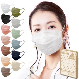 Iris Ohyama APN-60MW Mask, Non-woven Fabric, Pleated Mask, Color Mask, Skin-Tone Mask, Regular Size, Face Slimming, Cheek Mask, Stylish, Gentle on Ears, Quantity: 60, White